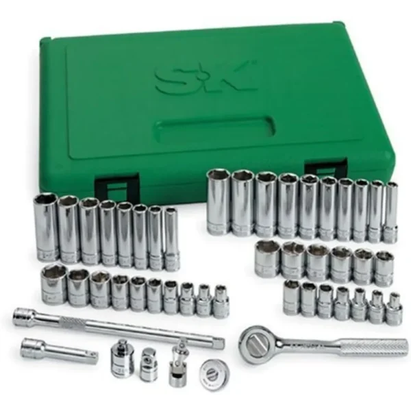 SK Tools 48 Piece 1/4″ Drive 6 Pt Std And Deep Sae & Metric Socket Set (91848)