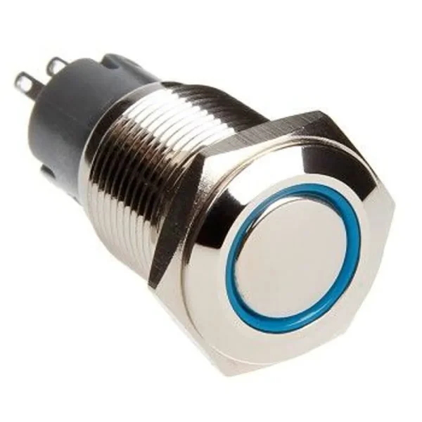 Race Sport 16mm Flush Mount LED Momentary Switch BLUE (1003763)
