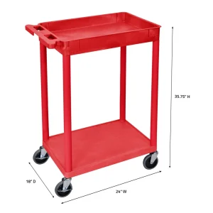 Luxor Workspaces Mobile 35.75″H Utility Supply Cart, Red (RDSTC12RD) - view 4
