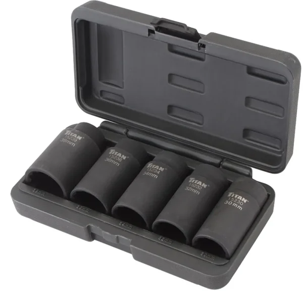 5 Piece 1/2″ Drive 12 Point Axle Nut Socket Set TIT15345