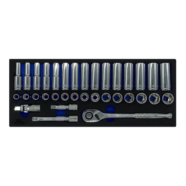 34 Pc 1/2″ Drive Metric Deep Socket Set FORD ONLY