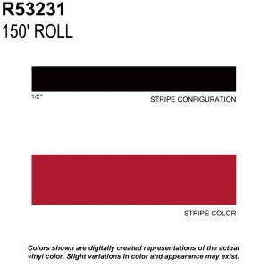 Trimbrite Prostripe Fire Red 150 Foot 1/2 Inch Wide Striping Tape – R53231