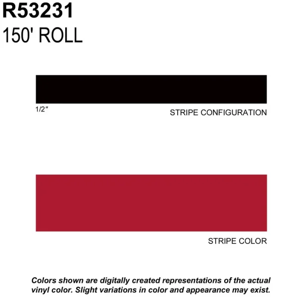 Trimbrite Prostripe Fire Red 150 Foot 1/2 Inch Wide Striping Tape – R53231