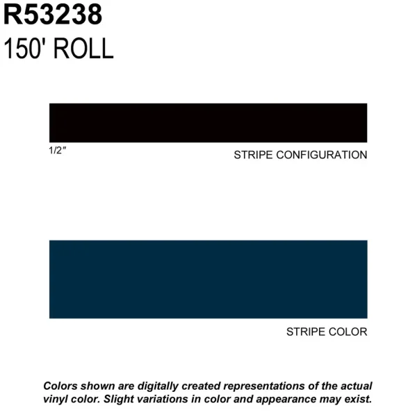 Trimbrite Prostripe Dark Blue 150 Foot 1/2 Inch Wide Striping Tape – R53238