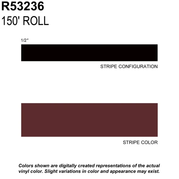 Trimbrite Prostripe Burgundy 150 Foot 1/2 Inch Wide Striping Tape – R53236
