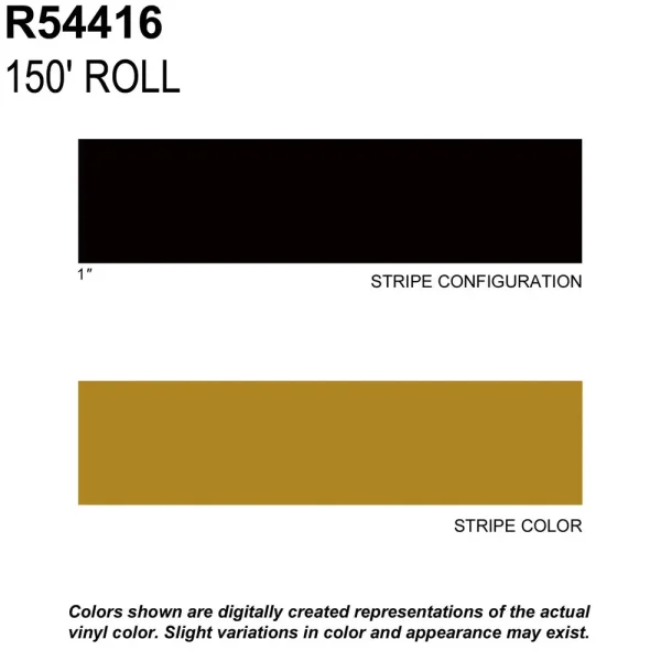 Trimbrite Prostripe Gold Metallic 150 Foot 1 Inch Wide Striping Tape – R54416
