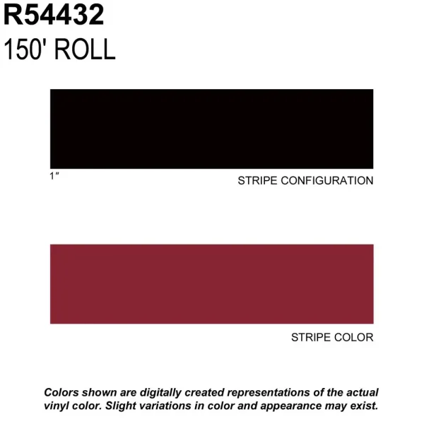 Trimbrite Prostripe Dark Red 150 Foot 1 Inch Wide Striping Tape – R54432