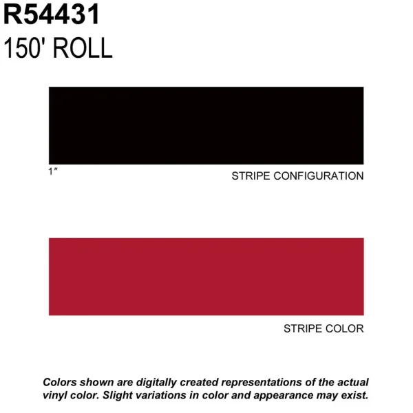 Trimbrite Prostripe Fire Red 150 Foot 1 Inch Wide Striping Tape – R54431