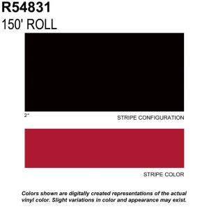 Trimbrite Prostripe Fire Red 150 Foot 2 Inch Wide Striping Tape – R54831