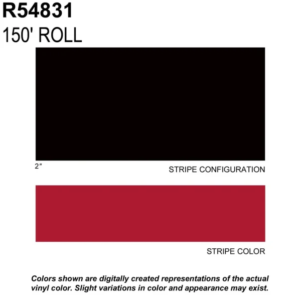 Trimbrite Prostripe Fire Red 150 Foot 2 Inch Wide Striping Tape – R54831