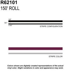 Trimbrite Prostripe Burgundy, Silver 150 Foot 5/16 Inch Wide Striping Tape – R62101