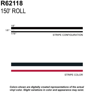 Trimbrite Prostripe Black, Tomato Red 150 Foot 5/16 Inch Wide Striping Tape – R62118