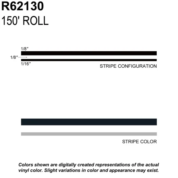 Trimbrite Prostripe Black, Silver 150 Foot 5/16 Inch Wide Striping Tape – R62130