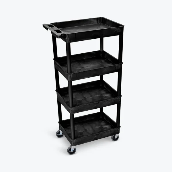 Luxor Workspaces Tub Shelf Cart – Four Shelves (STC1111-B)