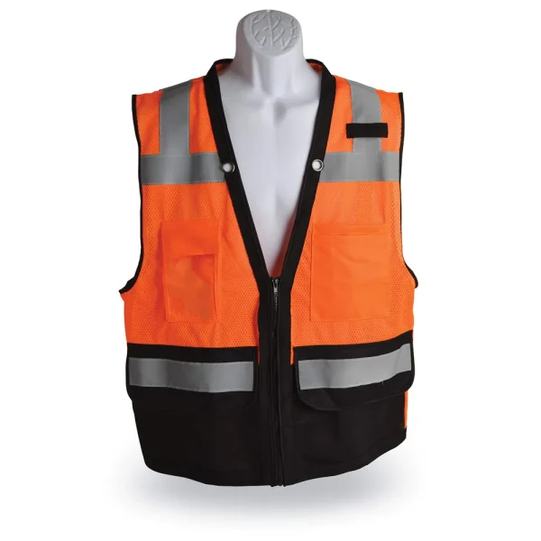 Walkers Safety Surveyor Safety Vest – Orange/Black (X-Large) (GWP-SF-VSUR-OR-XL)