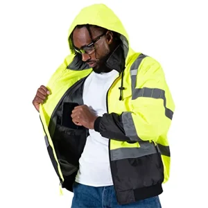 Pioneer Safety High Visibility Bomber Jacket, Yellow/Black (V1130460U-2XL) - view 4