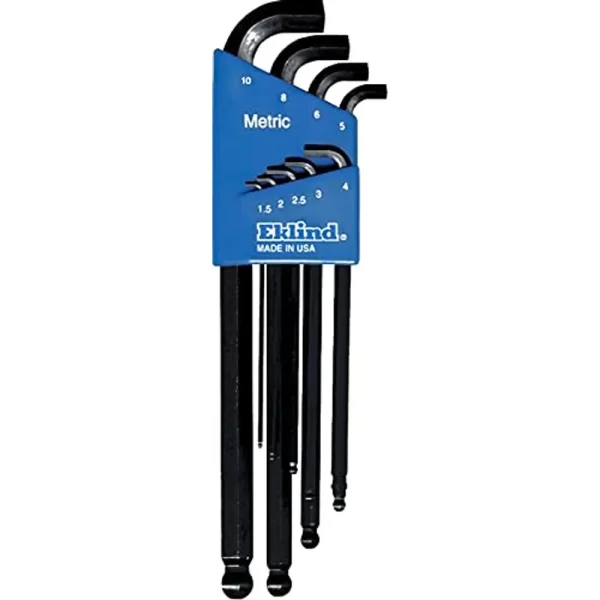 Eklind 13509 Stubby-Ball-Hex-L Key Allen Wrench – 9pc set Metric MM sizes 1.5-10