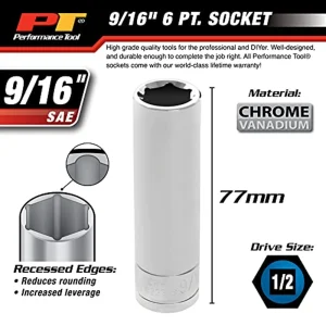 Performance Tool W32318 6-Point Socket, 1/2″ Drive, 9/16″ - view 4