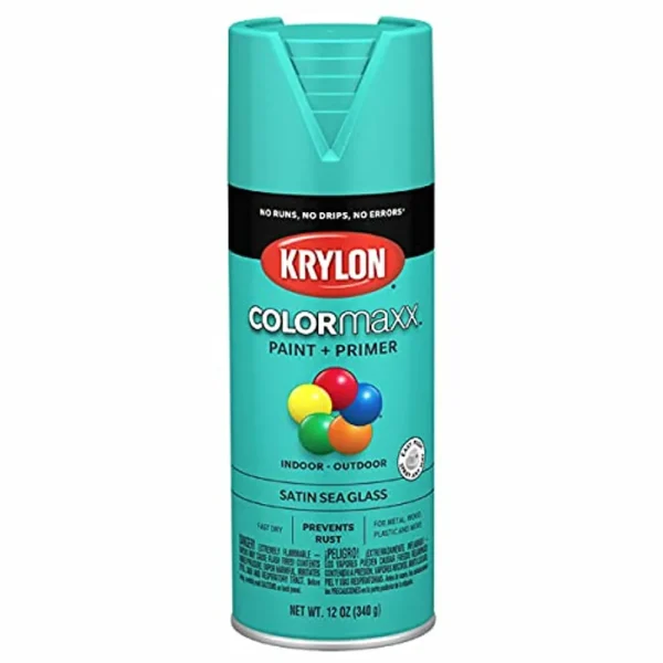 Colormaxx K05576007 Spray Paint and Primer for Indoor/Outdoor, Satin Sea Glass