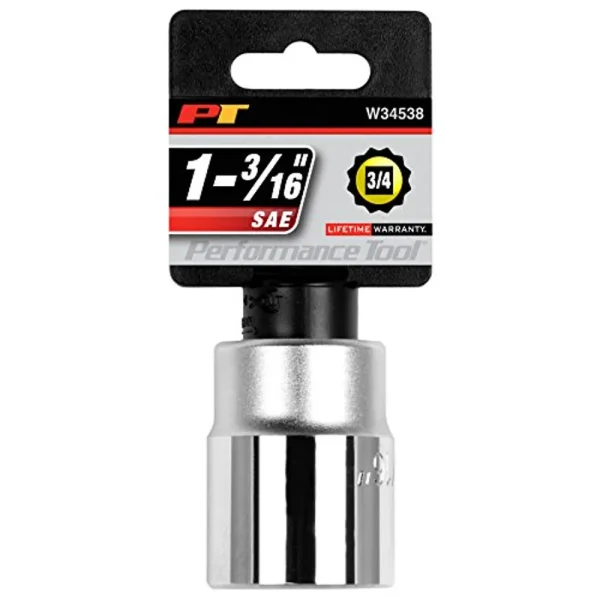 Performance Tool W34538 3/4″ Drive 12-Point SAE Standard Socket, 1-3/16″