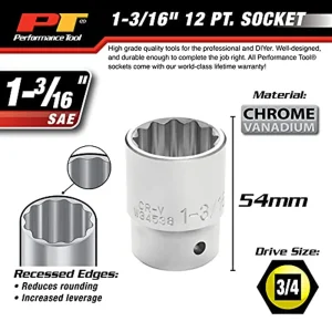 Performance Tool W34538 3/4″ Drive 12-Point SAE Standard Socket, 1-3/16″ - view 4