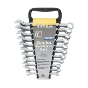 Titan Tools 11 pc. 12 pt. Full Polish Metric Combination Wrench Set (17312)