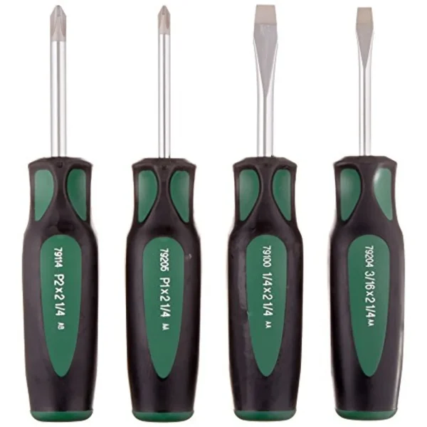 SK Tools 86335 Cushion Grip Stubby Screwdriver Set, 4-Piece