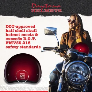 Daytona Helmets Half Skull Cap Motorcycle Helmet [Black Cherry] (D1-BC-4XL) - view 3
