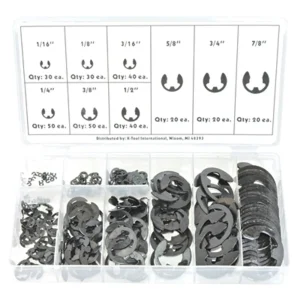 K Tool 00072 E Clip Assortment- 300 Piece 9 Sizes from 1/16 to 7/8 inch