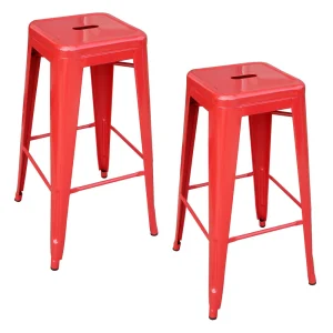 AmeriHome Loft Red Metal Bar Stool Set of 2 (BS030R2PK)