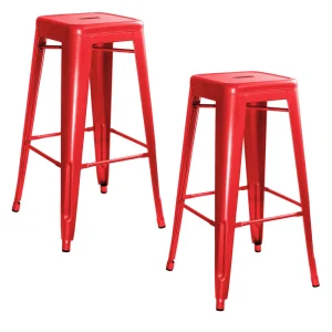 AmeriHome Loft Red Metal Bar Stool Set of 2 (BS030R2PK) - view 2