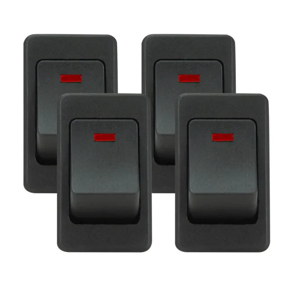 VIAIR Red LED Rocker Switch No-Logo 35A 12V Four-Pack (90126)