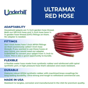 Underhill Ultramax Commercial Garden Water Hose 75 Ft, Red (H10-075R) - view 3