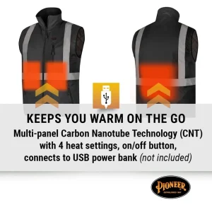 Pioneer Safety Heated Safety Vest Hi-Vis Yellow and Black (V1210270U-4XL) - view 2