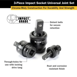 Titan Tools 3 pc. Impact Socket Universal Joint Set (40160) - view 2