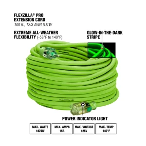 Flexzilla 12/3 AWG 100-ft Extension Cord with Lighted Plug (FZ512835) - view 2