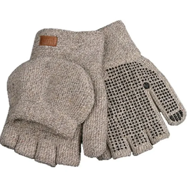 Kinco 5210-XL Men’s Alyeska Rag Wool Lined Half Finger Gloves w/PVC Dots, XL Tan