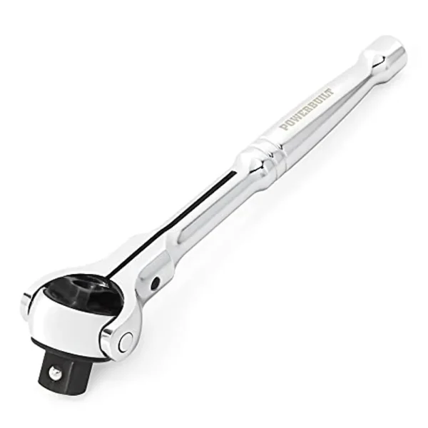 Powerbuilt 649941 Swivel Head Ratchet, 3/8 Inch Drive Hand Tools, Rotating