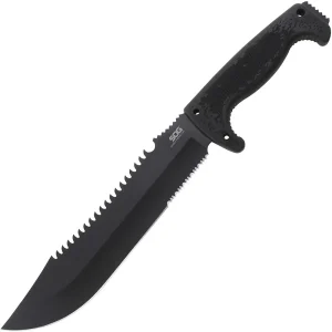 SOG F03TN-CP Jungle Primitive Fixed 9.5″ Black Sawback Blade, Kraton Handles