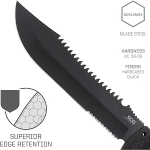 SOG F03TN-CP Jungle Primitive Fixed 9.5″ Black Sawback Blade, Kraton Handles - view 3