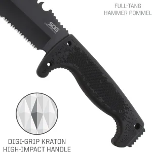 SOG F03TN-CP Jungle Primitive Fixed 9.5″ Black Sawback Blade, Kraton Handles - view 4