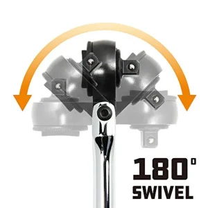 Powerbuilt 641506 Alltrade 3/8″ Flex Ratchet Driver, Silver - view 4