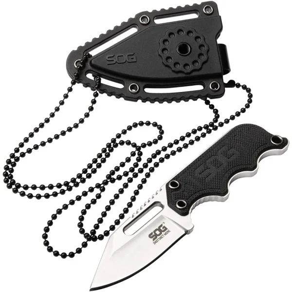 SOG NB1002-CP Instinct Mini Neck Knife 1.9″ Satin Plain Blade, G10 Handles