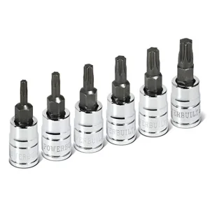 Powerbuilt 640049 6 Pc. 1/4 in. Drive Torx Bit Socket Set, T10 to T30 – 640049
