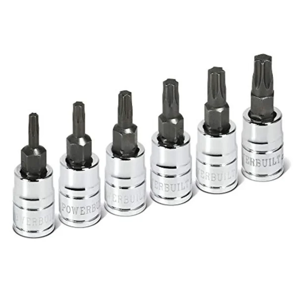 Powerbuilt 640049 6 Pc. 1/4 in. Drive Torx Bit Socket Set, T10 to T30 – 640049