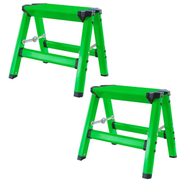 AmeriHome STL1AGNKIT Lightweight Single Step Step Stool 2 Pcs Set – Bright Green