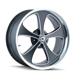 Ridler 645 Matte Black w/ Machiined Face and Polished Lip Wheels