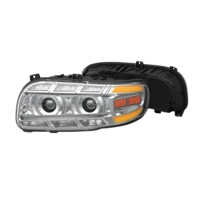 Vivid Lumen Heated LED Headlamp for Peterbilt 389, 388, 367, 567, 589 Chrome Passenger (P389HPC)