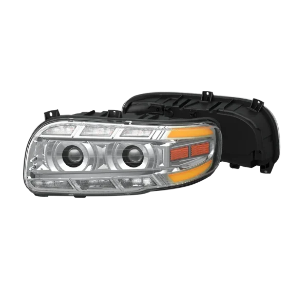 Vivid Lumen Heated LED Headlamp for Peterbilt 389, 388, 367, 567, 589 Chrome Passenger (P389HPC)