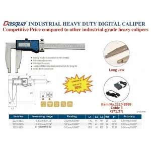DASQUA 0-300MM/0-12″ JAW LENGTH 90MM HEAVY DUTY DIGITAL CALIPER (2220-8113) - view 2